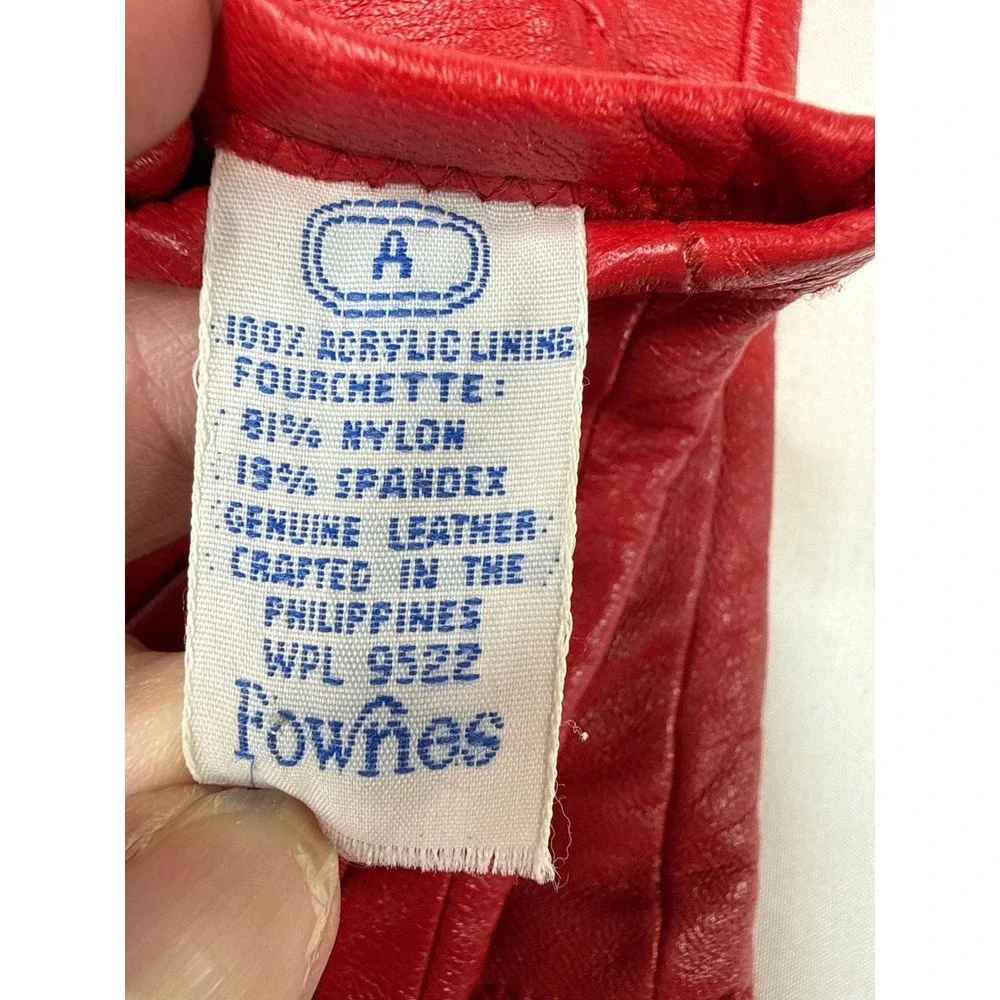 Fownes Vintage Red Genuine Leather Gloves Acrylic Lined Size A WPL 9522
